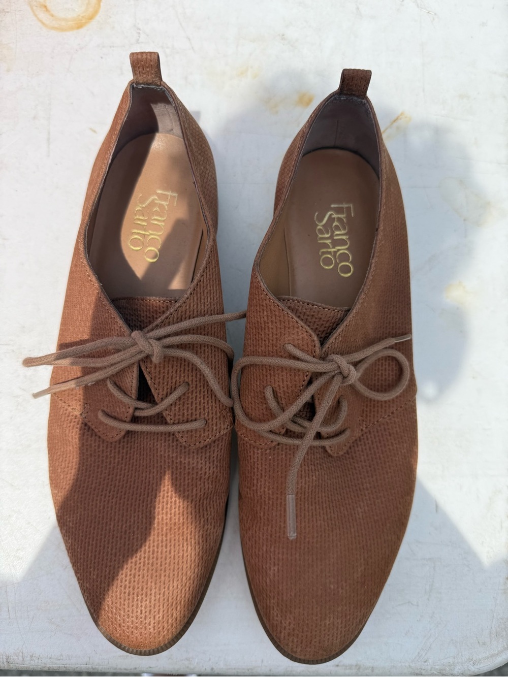 Franco Sarto Rust Brown Suede Lace-Up Oxfords